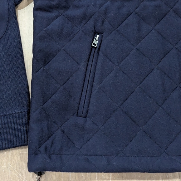 $598 Mens AMICABLE Mixed Media Wool Blend Puffer Jacket Navy XL - Picture 3 of 7